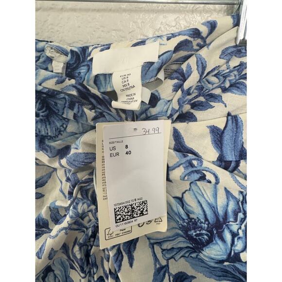 H&M Draped Linen Blend Floral Skirt - Picture 3 of 5